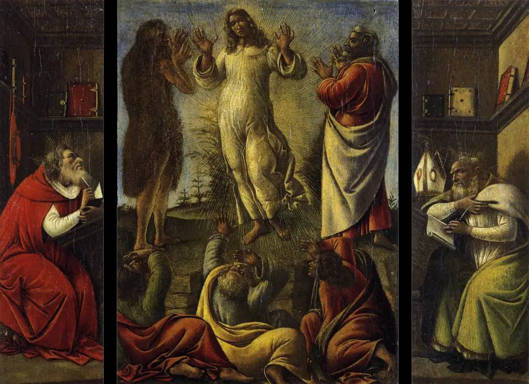 La Transfiguration, saint Jérôme et saint Augustin - Sandro Botticelli image 1 reproduction artisanale de tableau