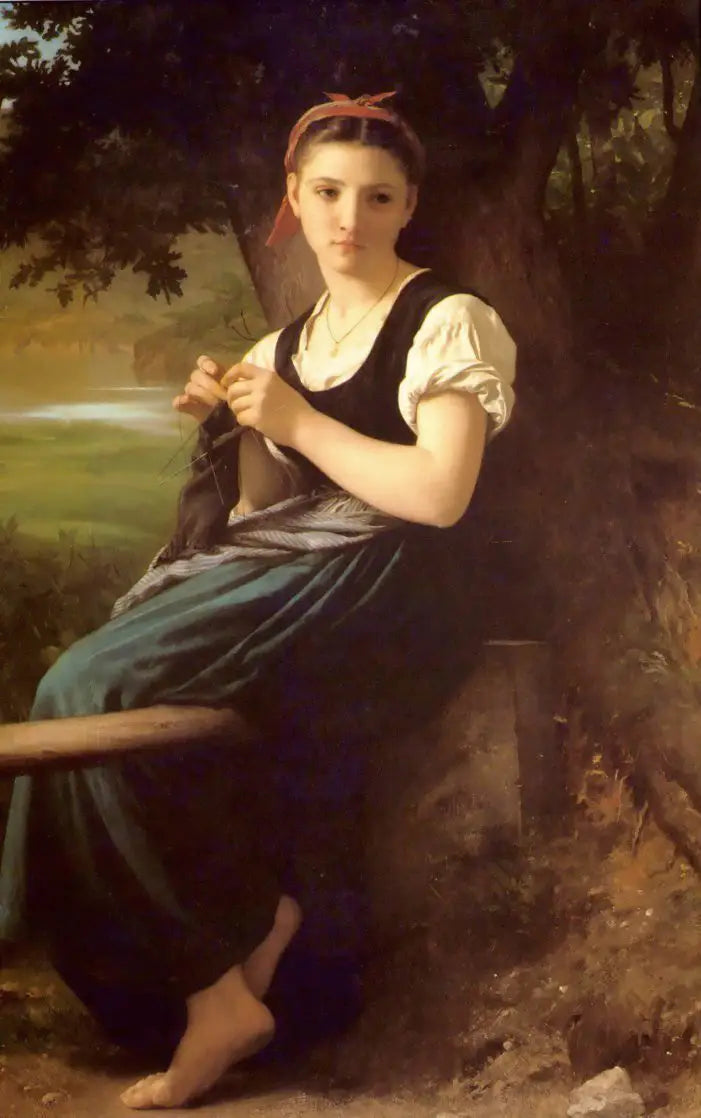 La Tricoteuse - Bouguereau image 1 reproduction de peinture à l’huile