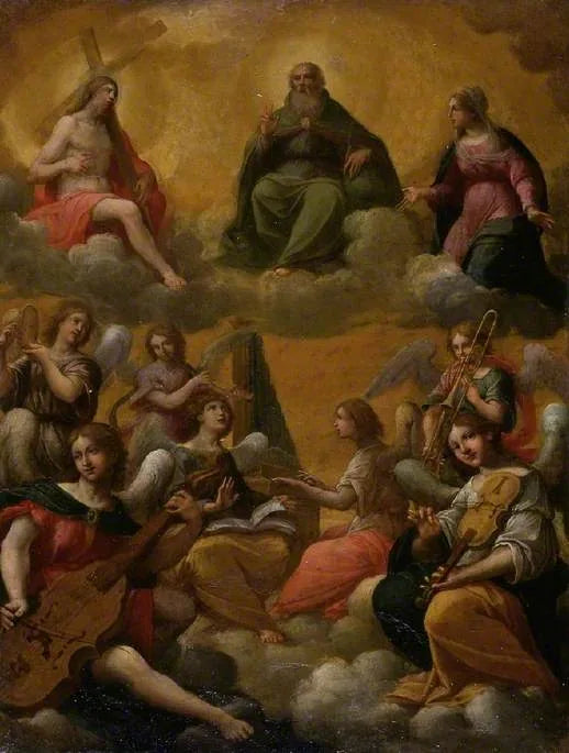 La Trinité avec la Vierge Marie et les anges musiciens - Francesco Albani