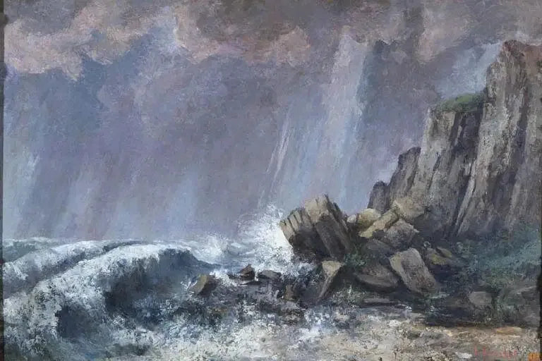 La Trombe, Étretat - Gustave Courbet image 1 reproduction d’œuvre d’art à l’huile