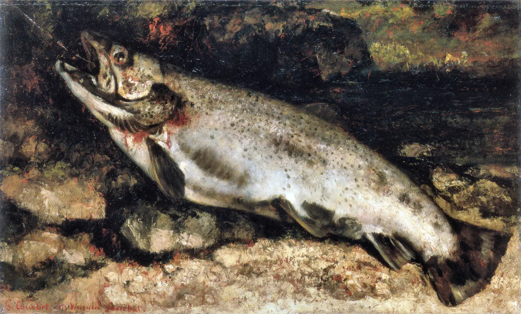 La Truite - Gustave Courbet image 1 reproduction de peinture à l’huile