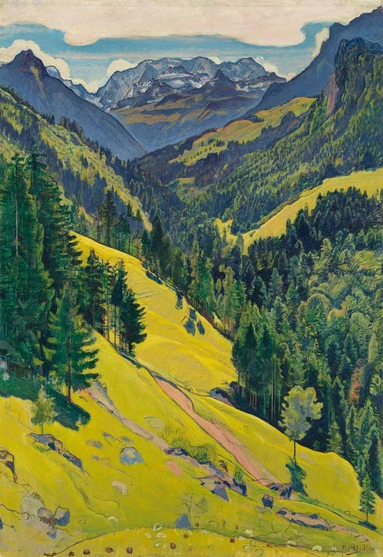 La vallée de Kien avec le massif de Blüemlisalp - Ferdinand Hodler image 1 copie peinte à la main à l’huile