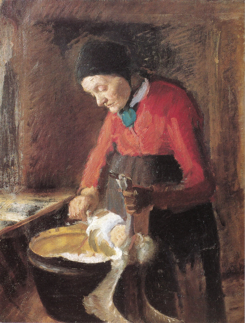 La vieille Lene plumant une oie - Anna Ancher