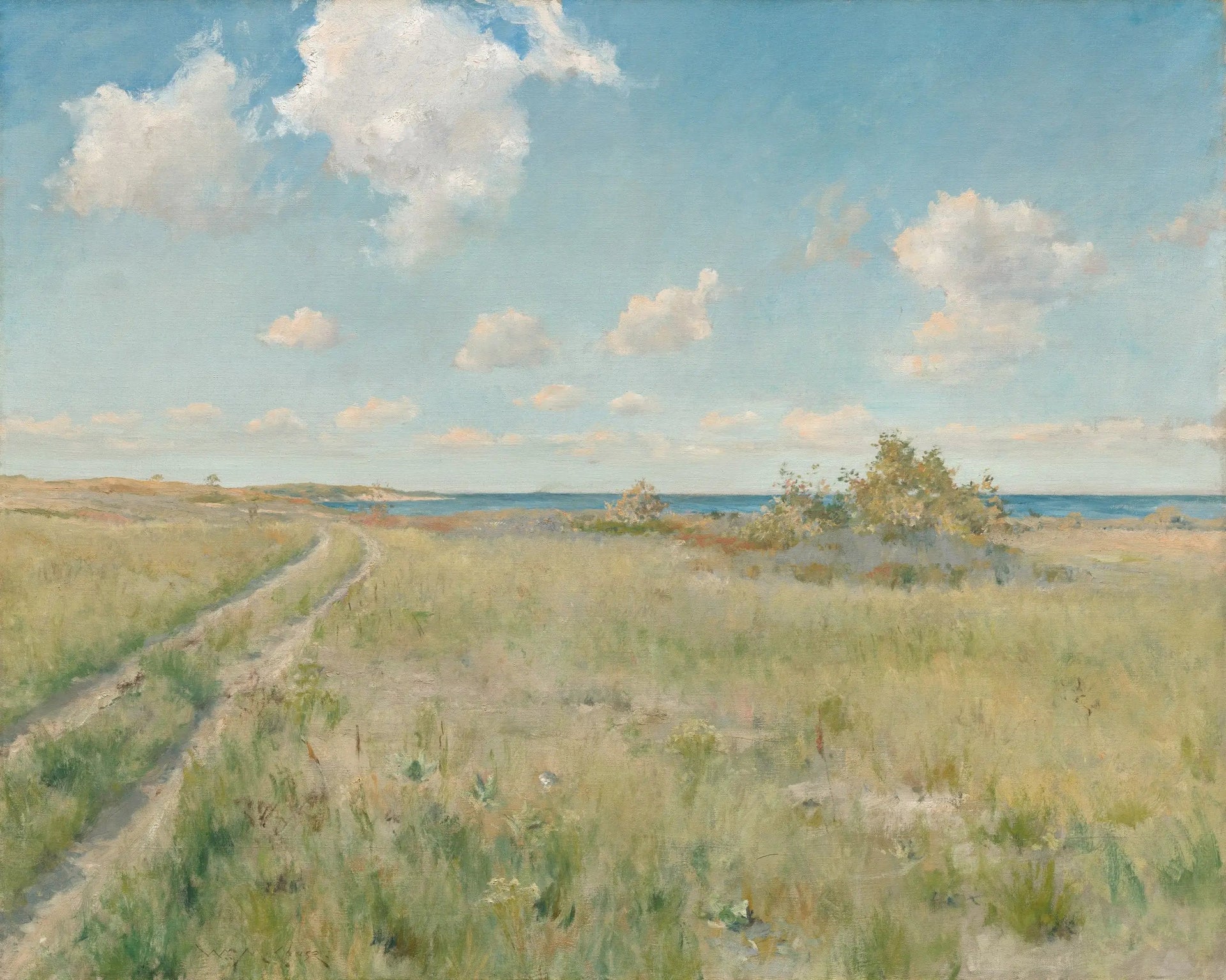 La vieille route vers la mer - William Merritt Chase image 1 copie peinte à la main à l’huile