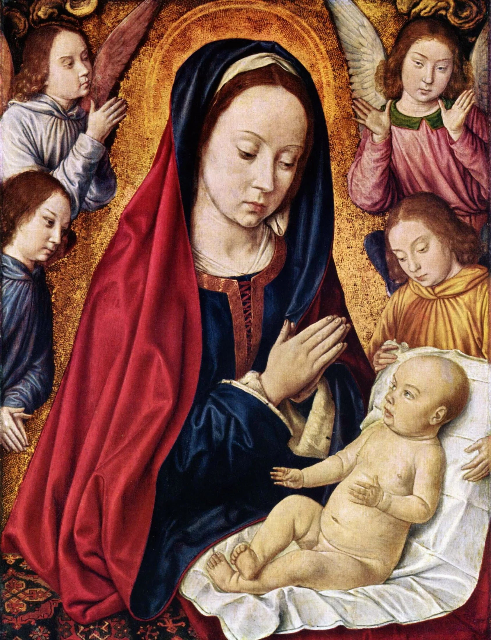 La Vierge à l'Enfant adorée par les anges - Jean Hey image 1 copie de tableau peinte à la main