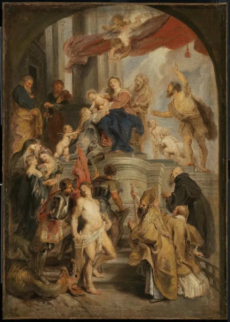 La Vierge à l'Enfant adorée par les saints - Peter Paul Rubens image 1 reproduction artisanale de tableau
