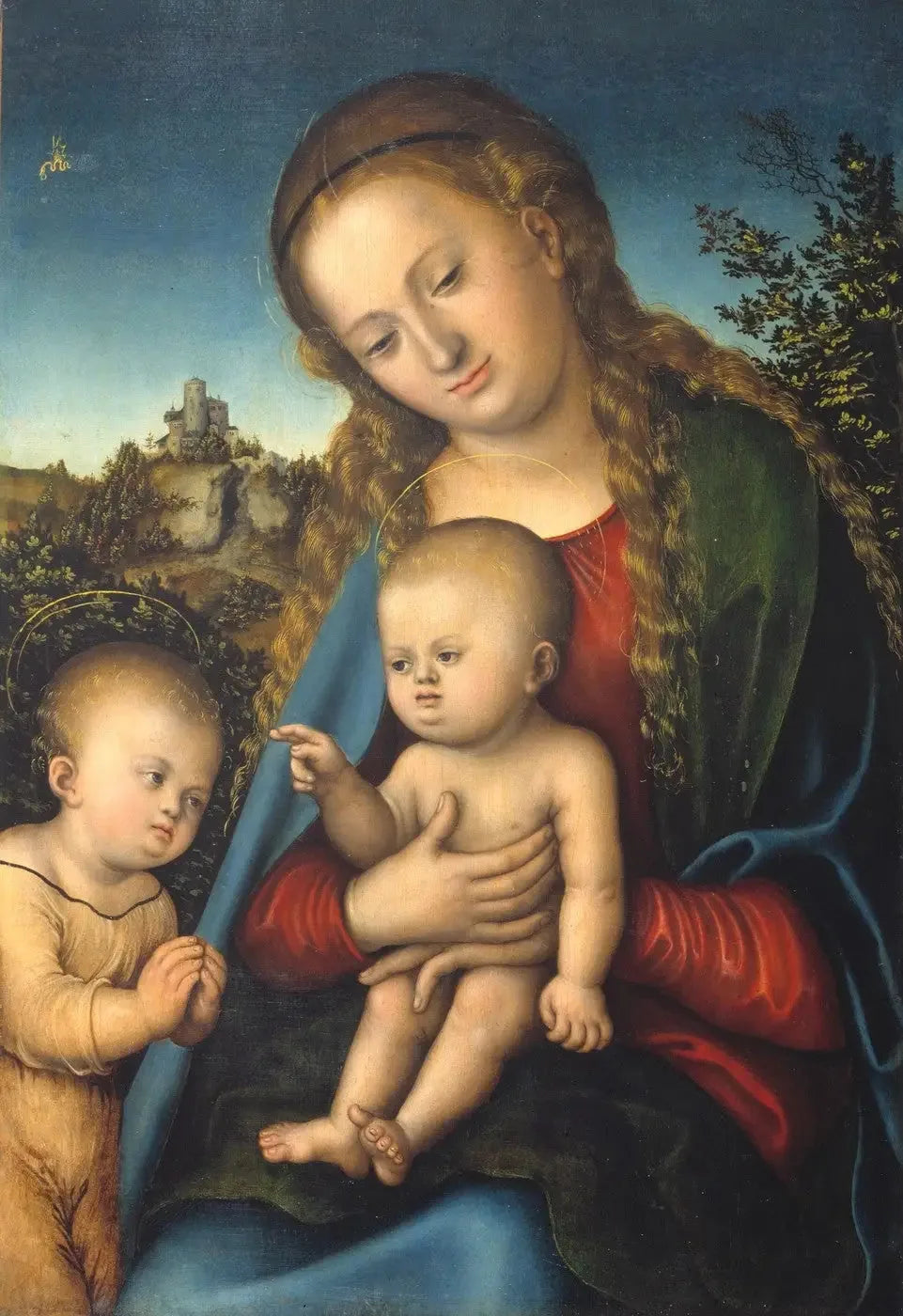 La Vierge à l'Enfant adorée par saint Jean enfant - Lucas Cranach the Elder image 1 copie de tableau peinte à la main