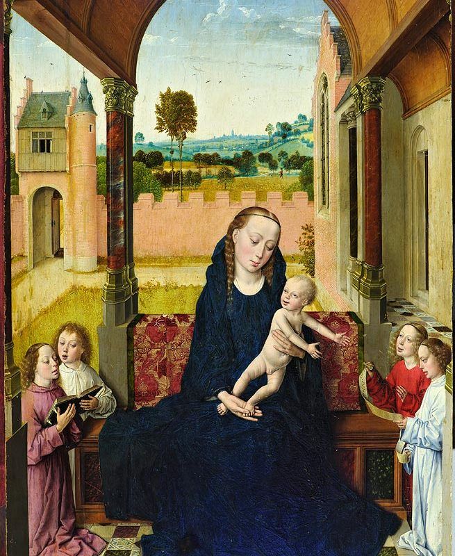 La Vierge à l'Enfant avec des anges dans une loggia - Dirk Bouts image 1 reproduction de peinture à l’huile
