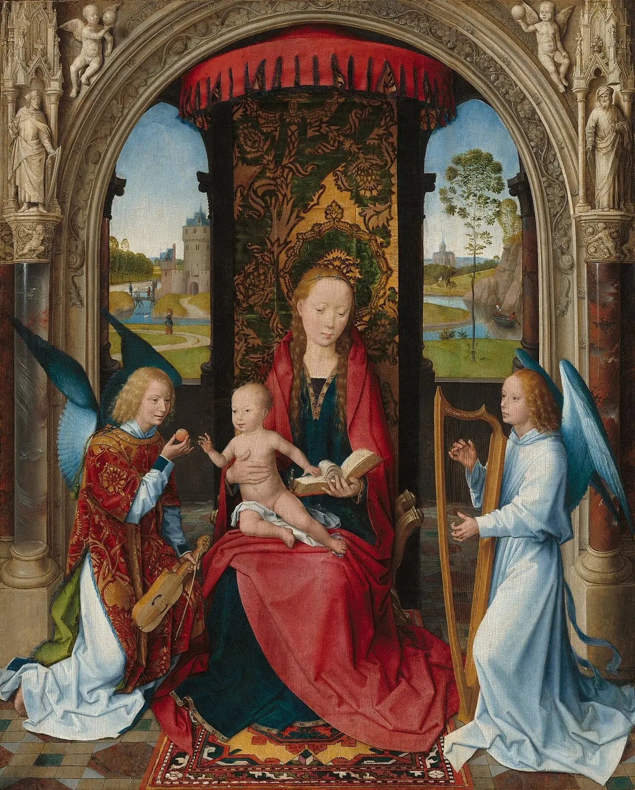 La Vierge à l'Enfant avec des anges - Hans Memling image 1 tableau peint à l’huile sur toile