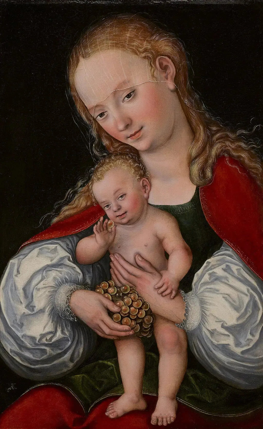 La Vierge à l'Enfant avec des raisins - Lucas Cranach the Elder image 1 copie peinte à la main à l’huile