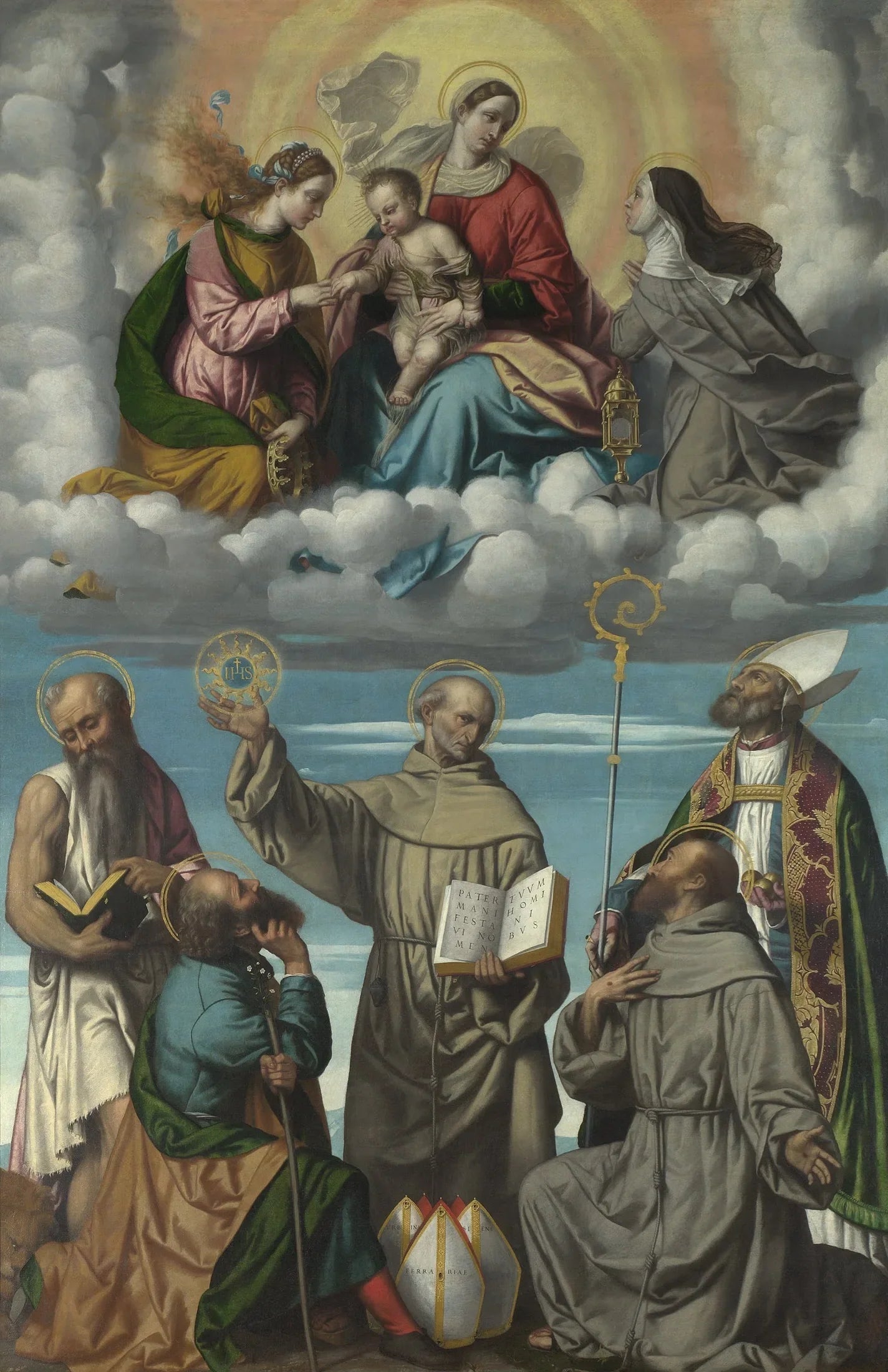 La Vierge à l'Enfant avec des saints - Alessandro Bonvicino image 1 copie de tableau peinte à la main