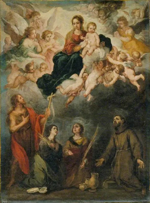 La Vierge à l'Enfant avec des saints - Bartolomé Esteban Murillo image 1 copie peinte à la main à l’huile