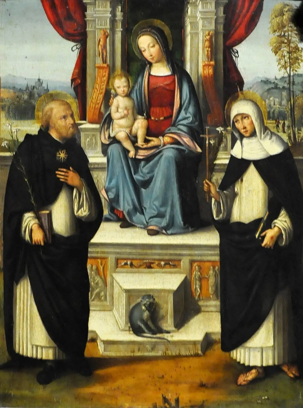 La Vierge à l'Enfant avec des saints - Benvenuto Tisi image 1 copie peinte à la main à l’huile