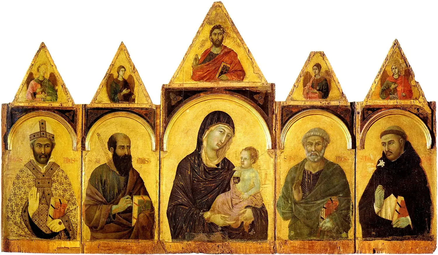 La Vierge à l'Enfant avec des saints - Duccio di Buoninsegna image 1 copie peinte à la main à l’huile