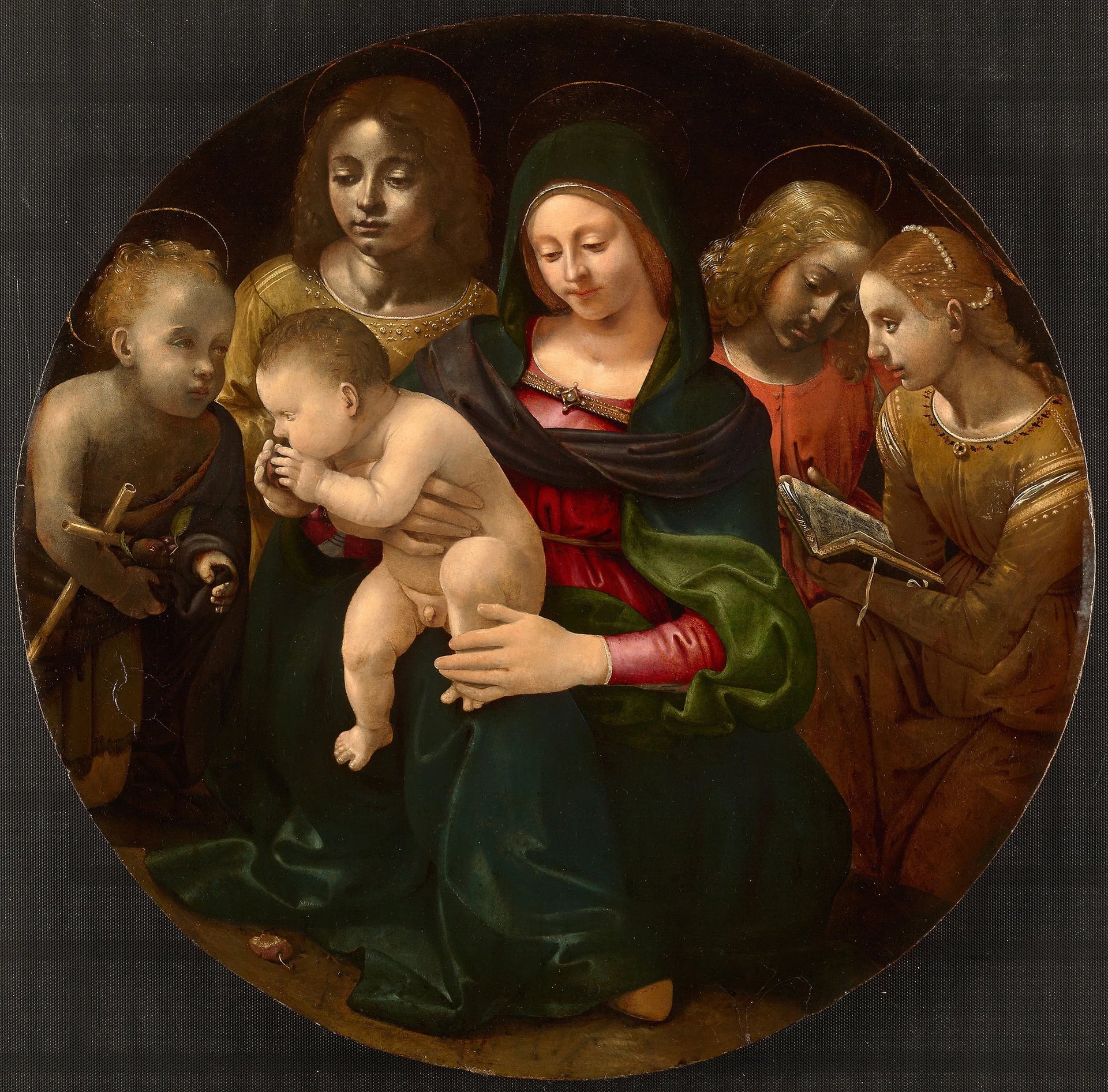 La Vierge à l'Enfant avec le jeune saint Jean-Baptiste, sainte Cécile et des anges - Piero di Cosimo image 1 copie de tableau peinte à la main