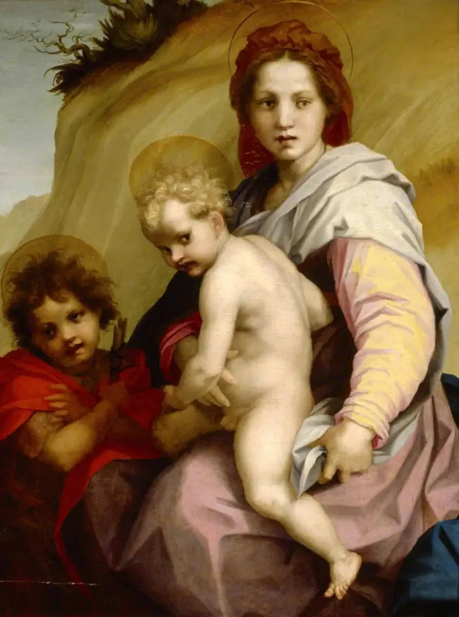 La Vierge à l'Enfant avec le petit Jean (La Madone des « Frites ») - Andrea del Sarto image 1 reproduction de peinture à l’huile