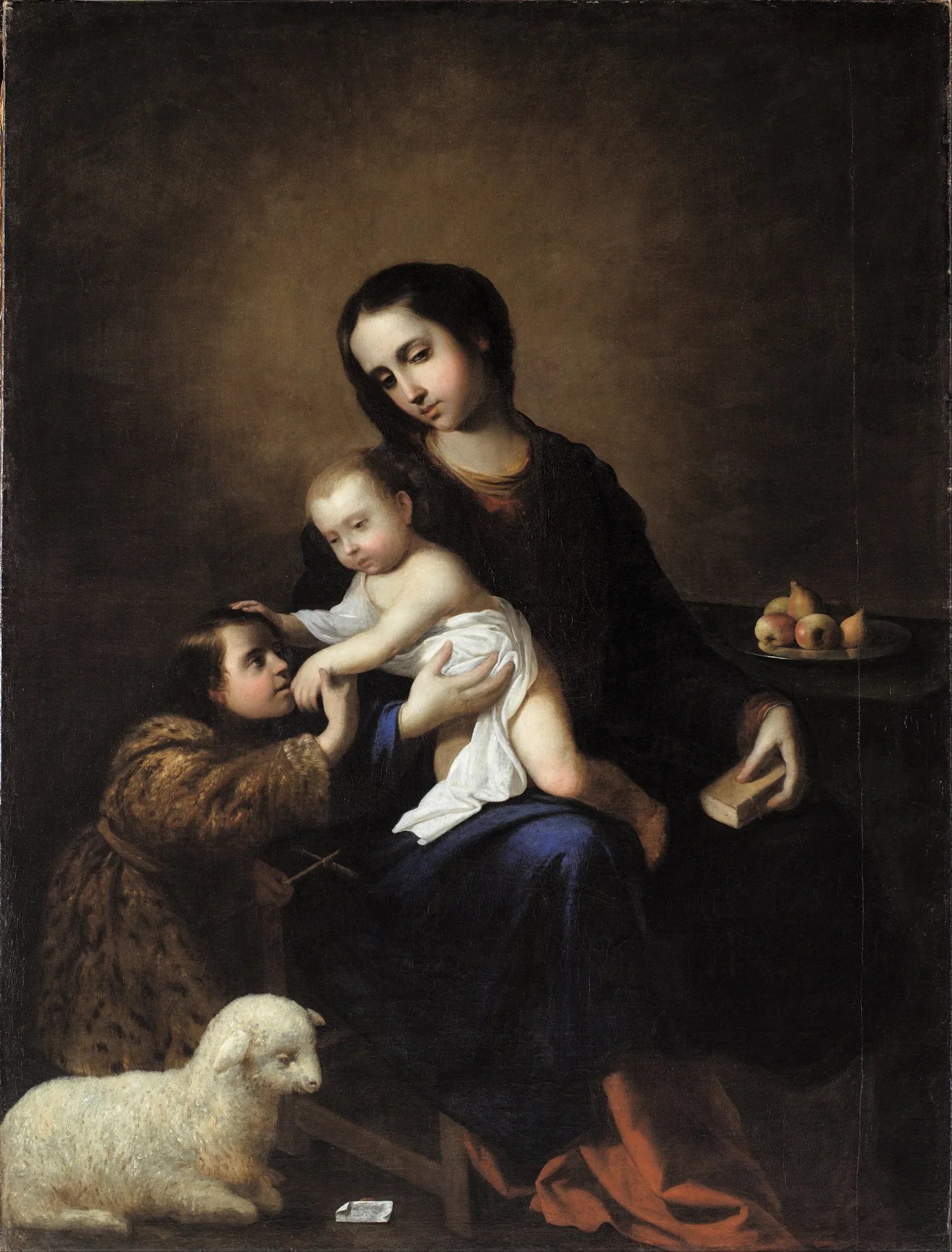 La Vierge à l'Enfant avec le petit saint Jean-Baptiste - Francisco de Zurbarán image 1 copie peinte à la main à l’huile