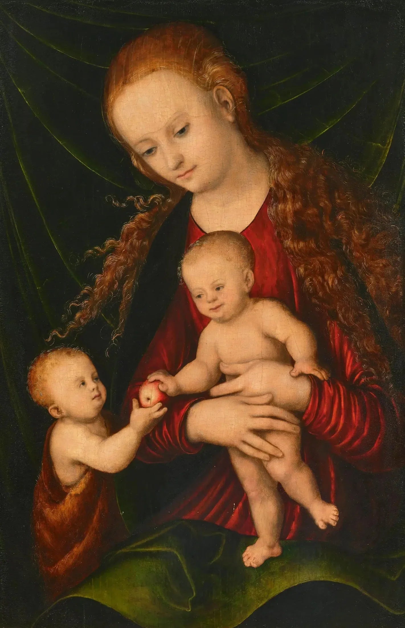 La Vierge à l'Enfant avec le petit saint Jean - Lucas Cranach the Elder image 1 tableau peint à l’huile sur toile