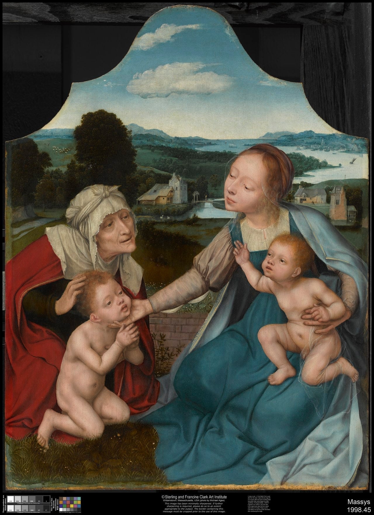La Vierge à l'Enfant avec les saints Élisabeth et Jean-Baptiste - Quentin Metsys image 1 copie peinte à la main à l’huile