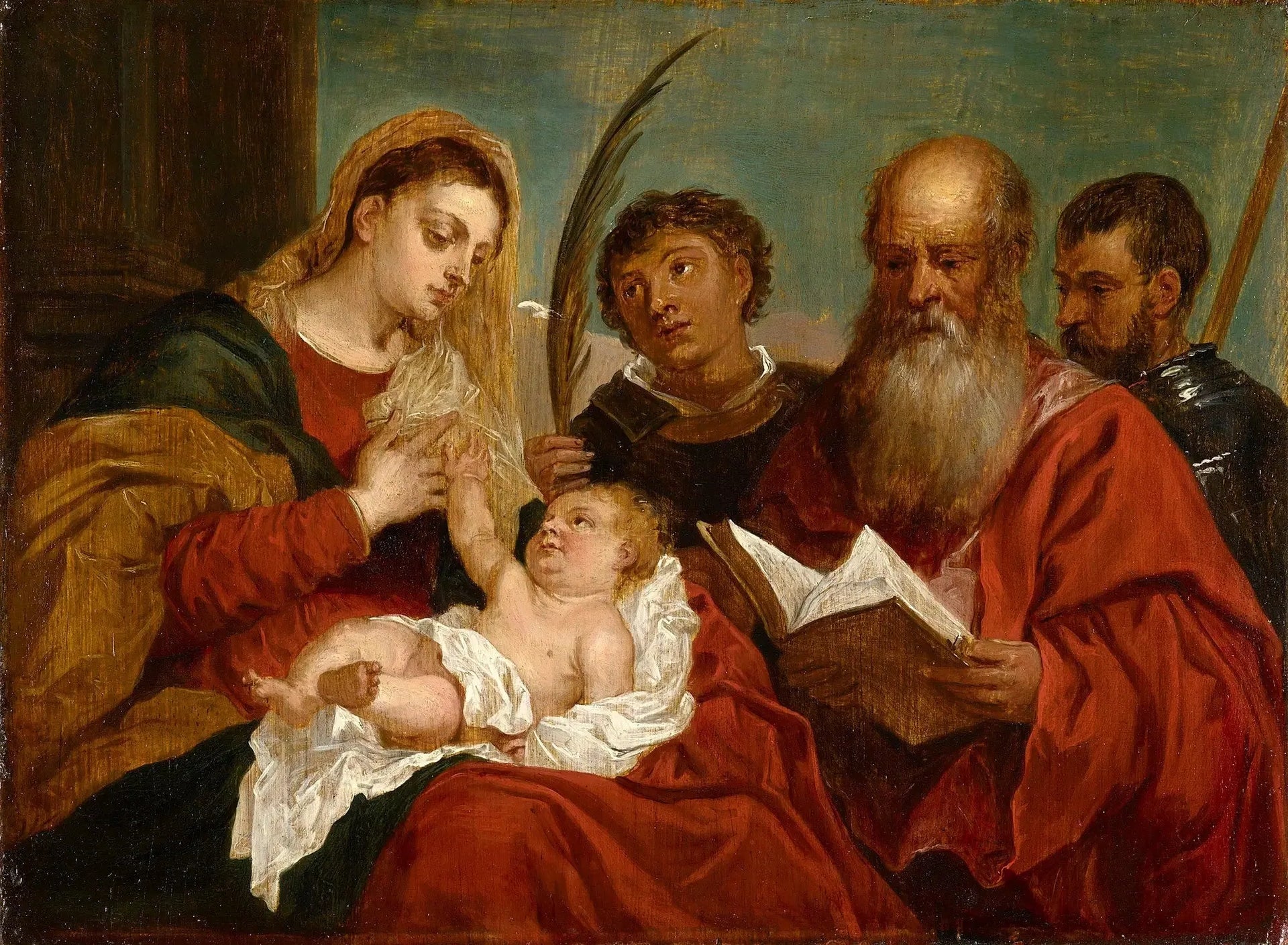 La Vierge à l'Enfant avec les saints Étienne, Jérôme et Maurice - David Teniers le Jeune image 1 reproduction réalisée par Alpha Reproduction