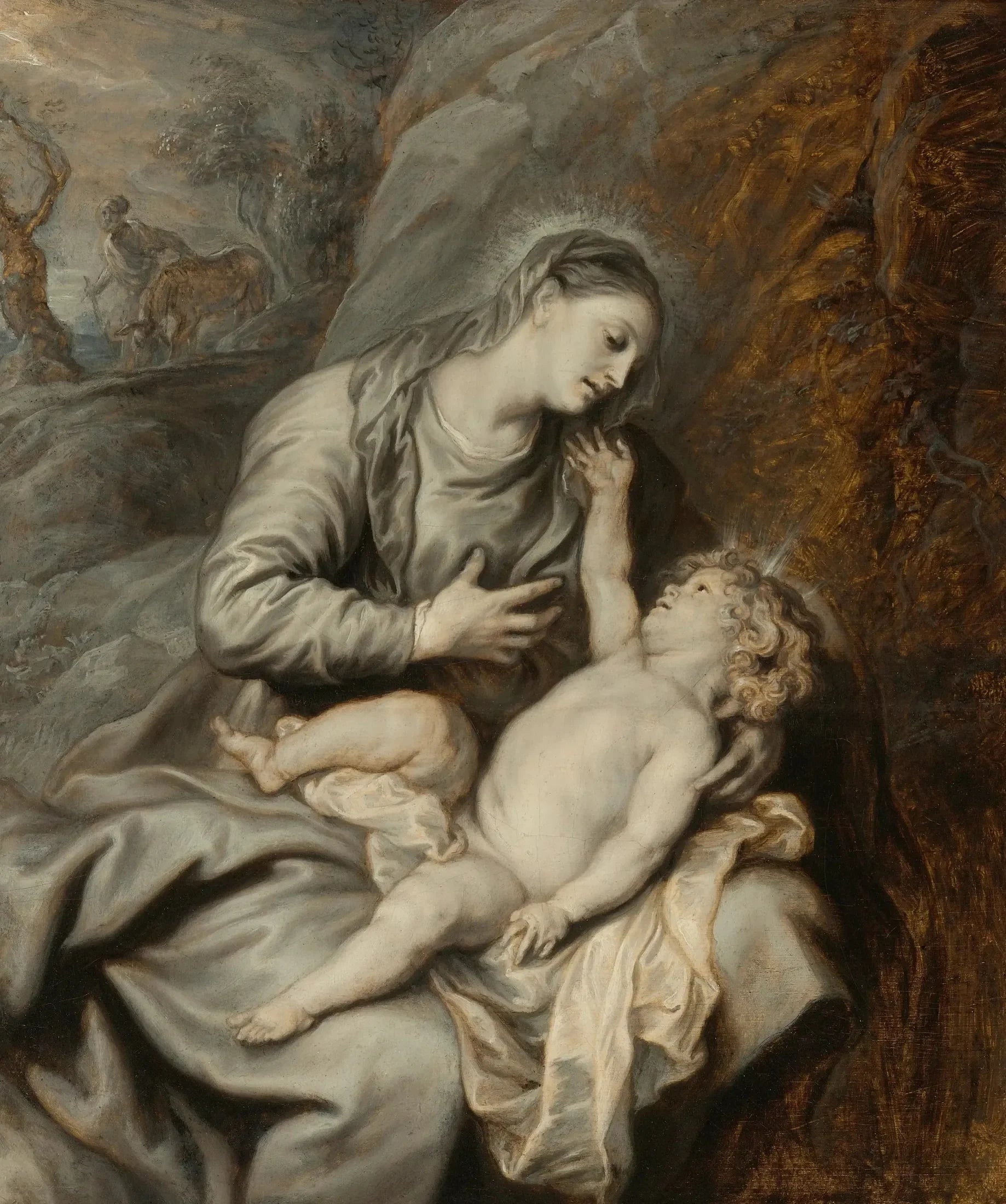 La Vierge à l'Enfant avec repos pendant la fuite en Égypte - Antoine van Dyck image 1 reproduction artisanale de tableau