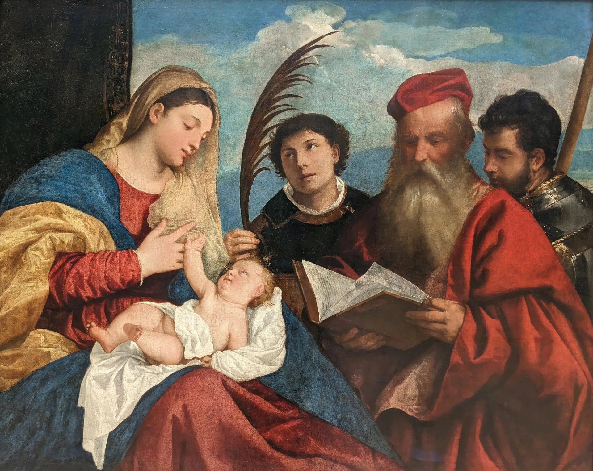 La Vierge à l'Enfant avec saint Étienne, saint Jérôme et saint Maurice - Titian image 1 copie peinte à la main à l’huile