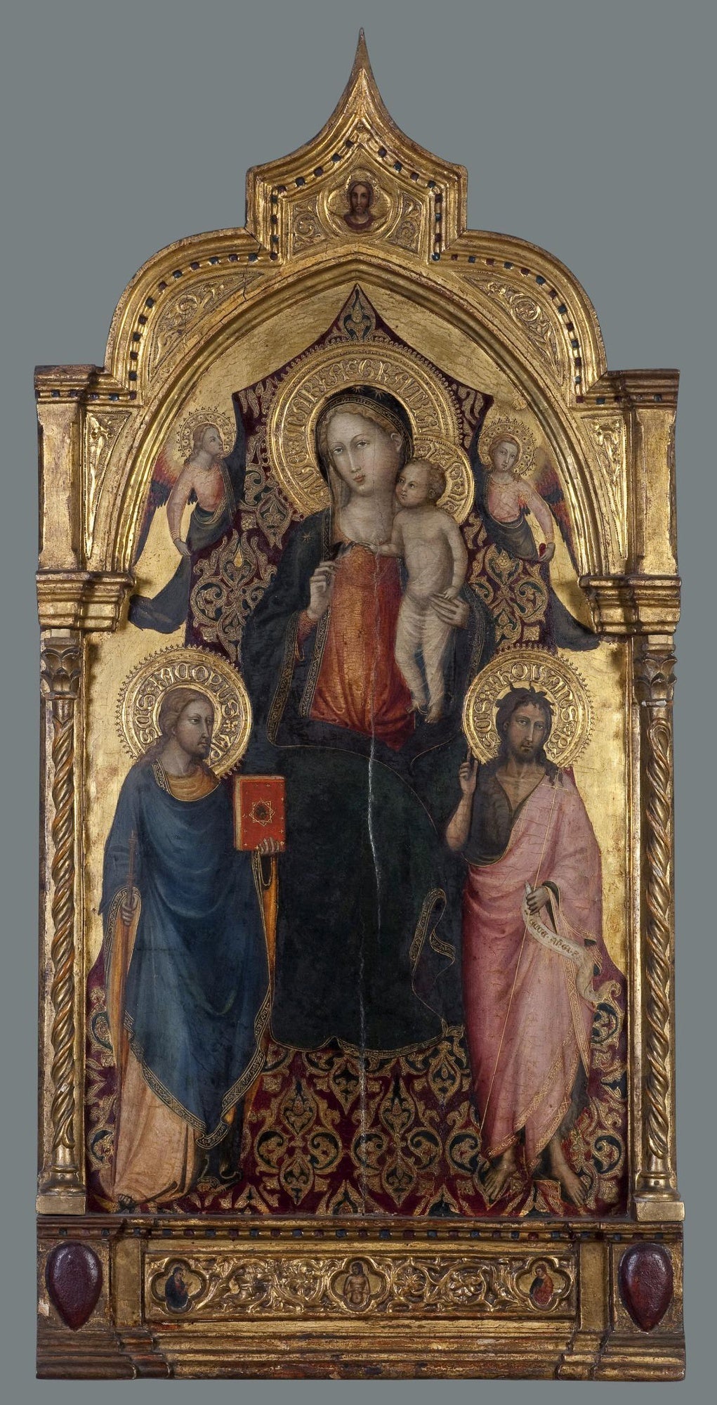 La Vierge à l'Enfant, avec saint Jacques le Jeune, saint Jean-Baptiste et des anges - Bicci di Lorenzo image 1 tableau peint à l’huile sur toile