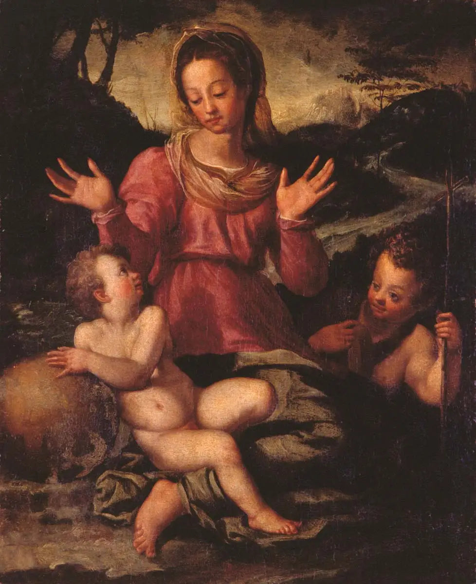 La Vierge à l'Enfant avec saint Jean-Baptiste - Andrea del Sarto image 1 copie peinte à la main à l’huile