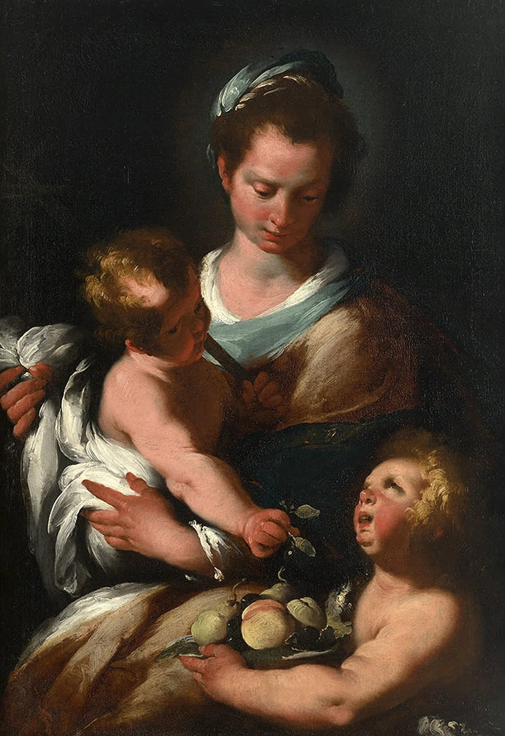 La Vierge à l'Enfant avec saint Jean-Baptiste - Bernardo Strozzi image 1 copie peinte à la main à l’huile