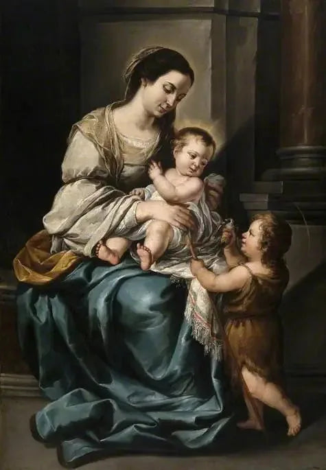 La Vierge à l'Enfant avec saint Jean enfant, « La serrana » - Bartolomé Esteban Murillo image 1 copie peinte à la main à l’huile
