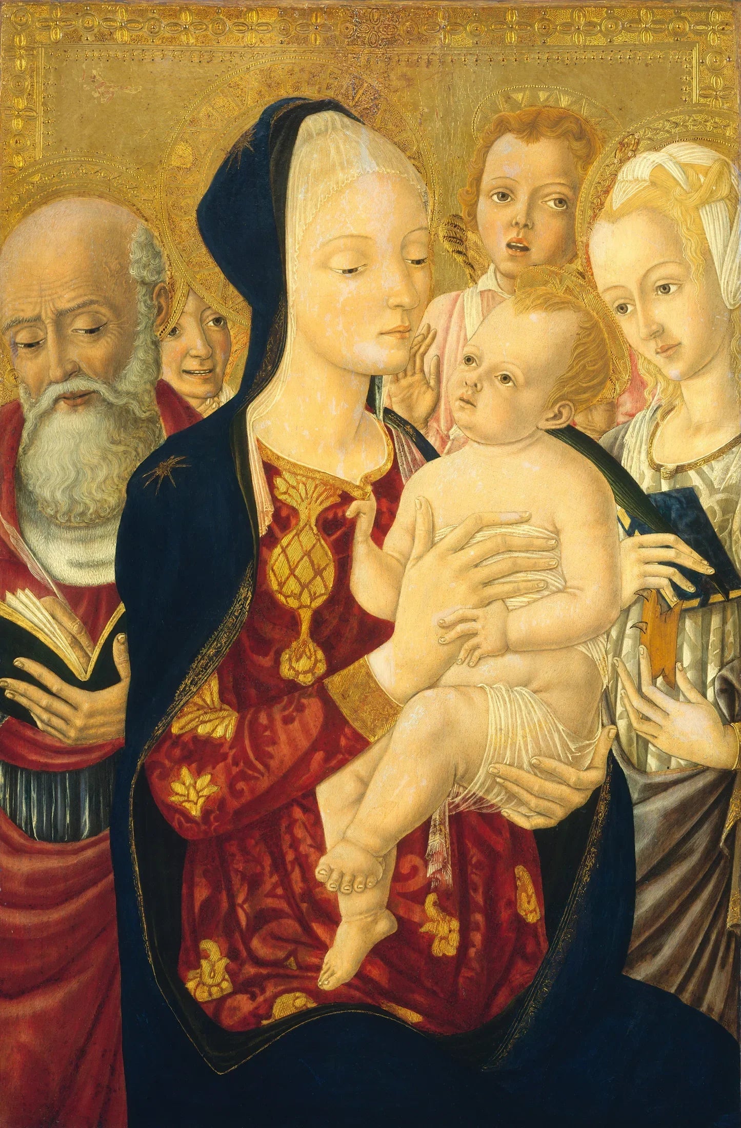 La Vierge à l'Enfant avec saint Jérôme, sainte Catherine d'Alexandrie et des anges - Matteo di Giovanni image 1 tableau peint à l’huile sur toile