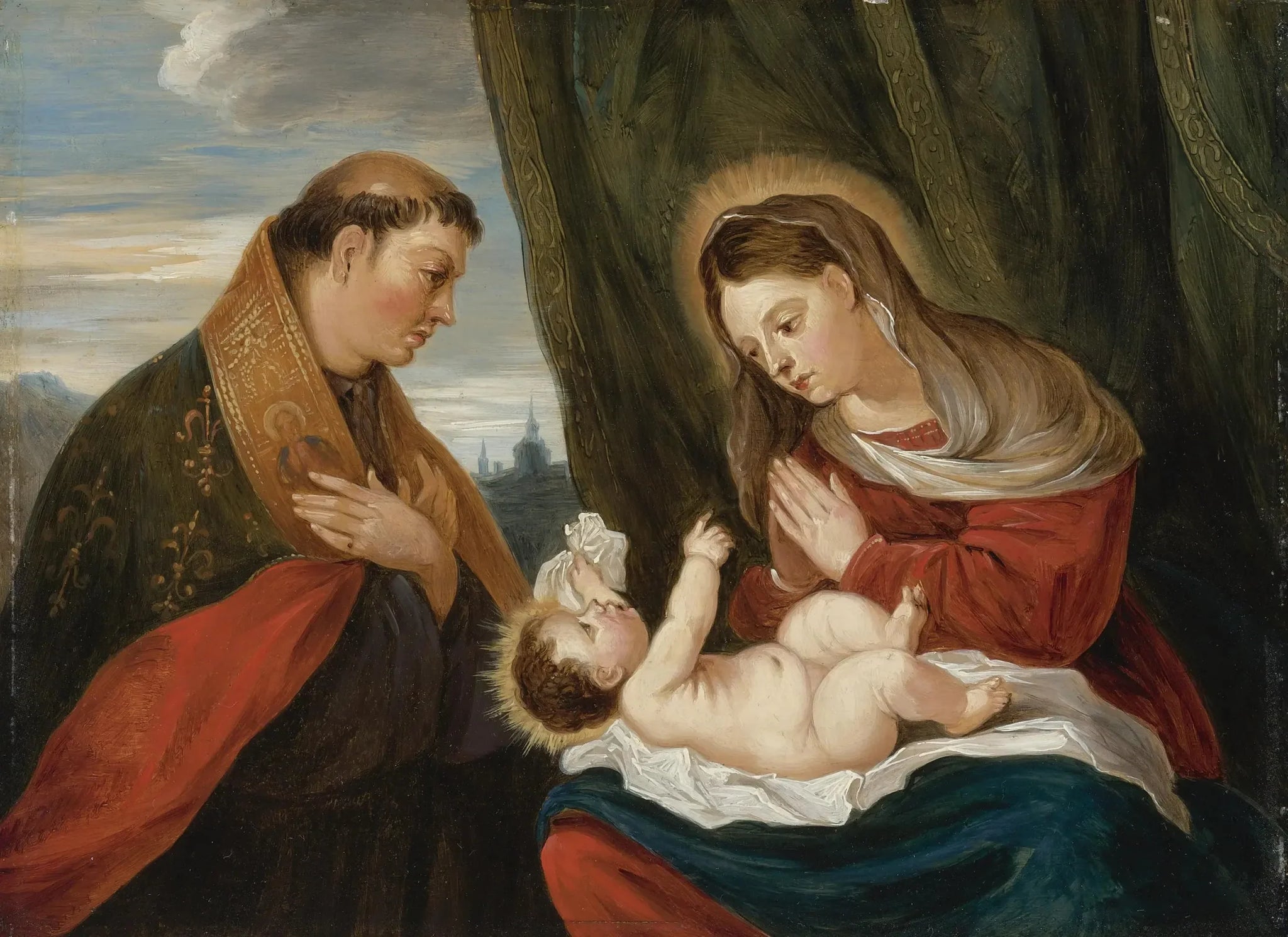 La Vierge à l'Enfant avec saint Louis de Toulouse - David Teniers le Jeune image 1 reproduction de peinture à l’huile