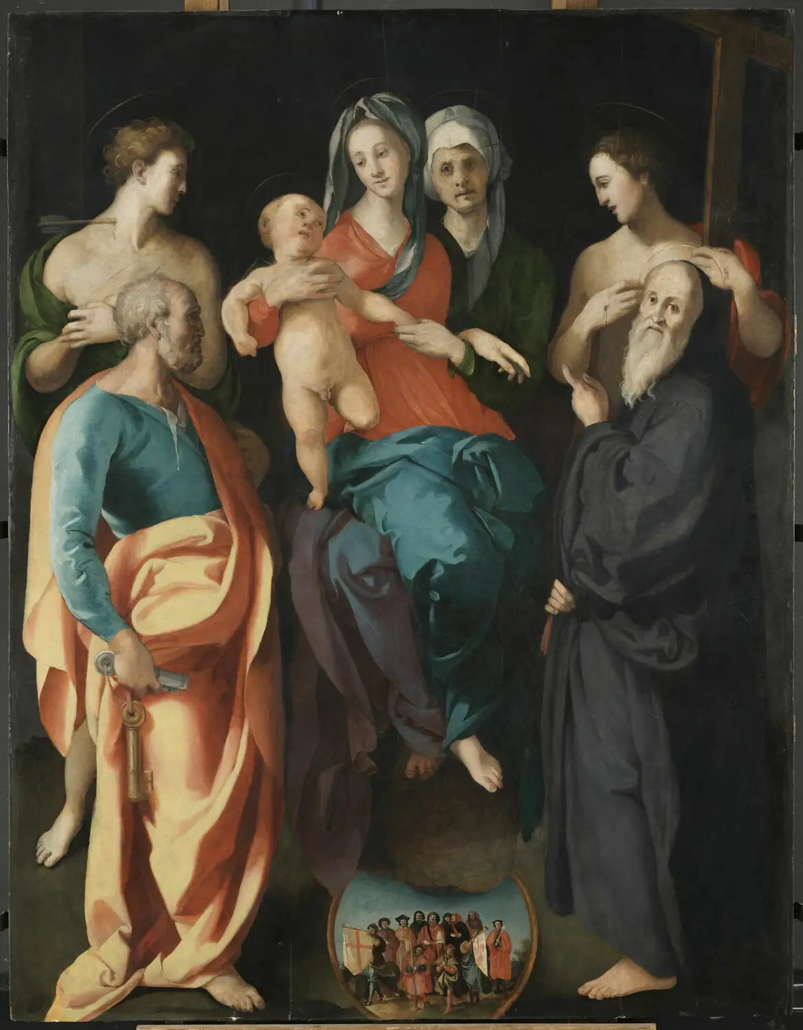 La Vierge à l'Enfant avec sainte Anne et quatre saints - Pontormo image 1 copie peinte à la main à l’huile