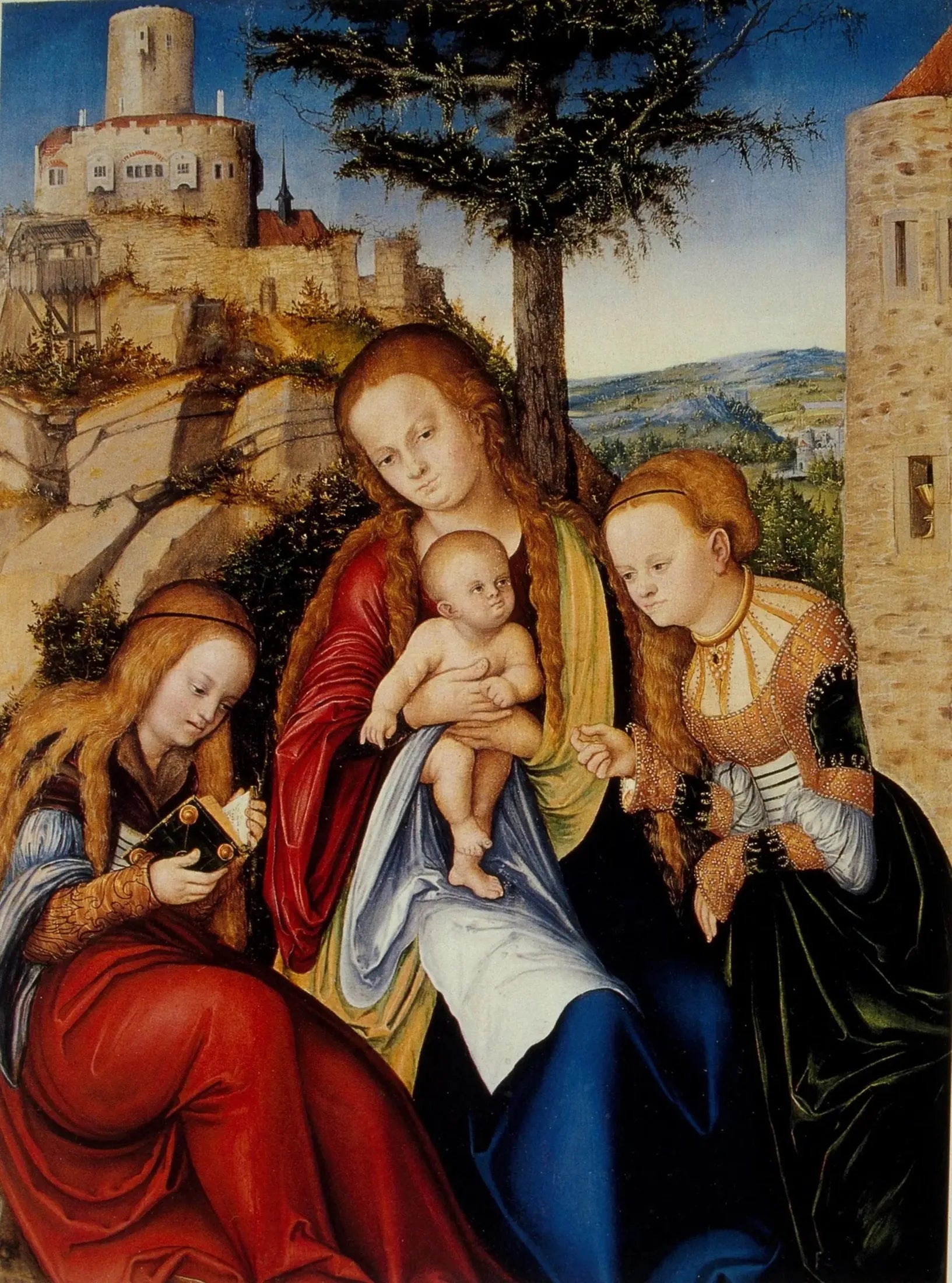 La Vierge à l'Enfant avec sainte Barbe et sainte Catherine d'Alexandrie - Lucas Cranach the Elder image 1 copie de tableau peinte à la main