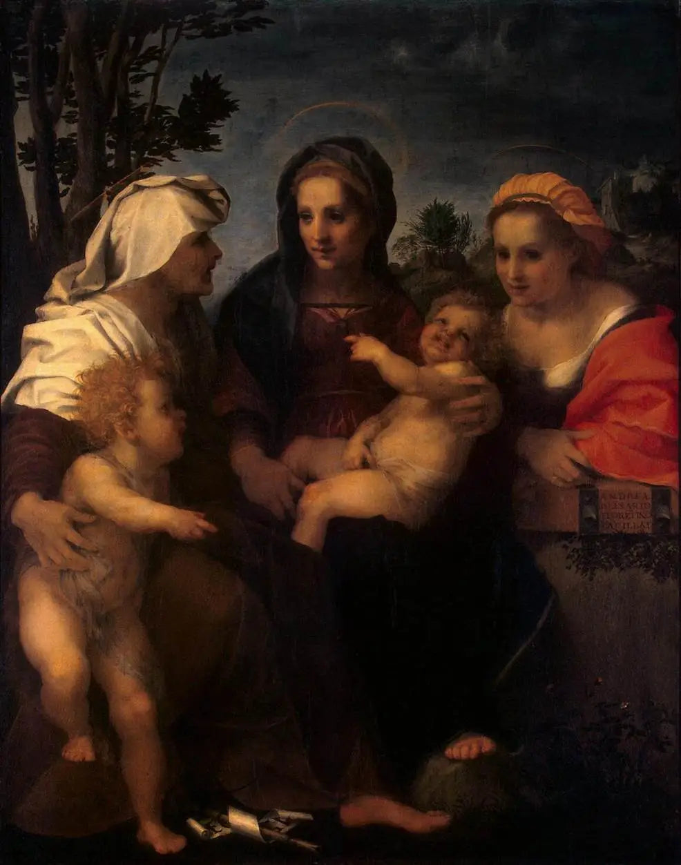 La Vierge à l'Enfant avec sainte Catherine, sainte Élisabeth et saint Jean-Baptiste - Andrea del Sarto image 1 tableau peint à l’huile sur toile