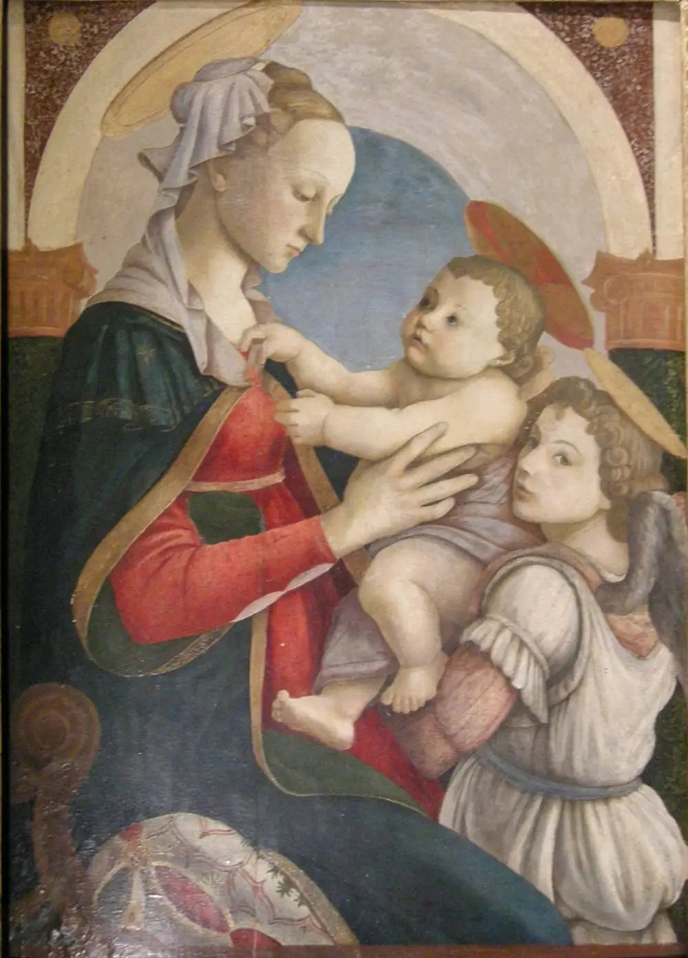 La Vierge à l'Enfant avec un ange - Sandro Botticelli image 1 reproduction d’œuvre d’art à l’huile