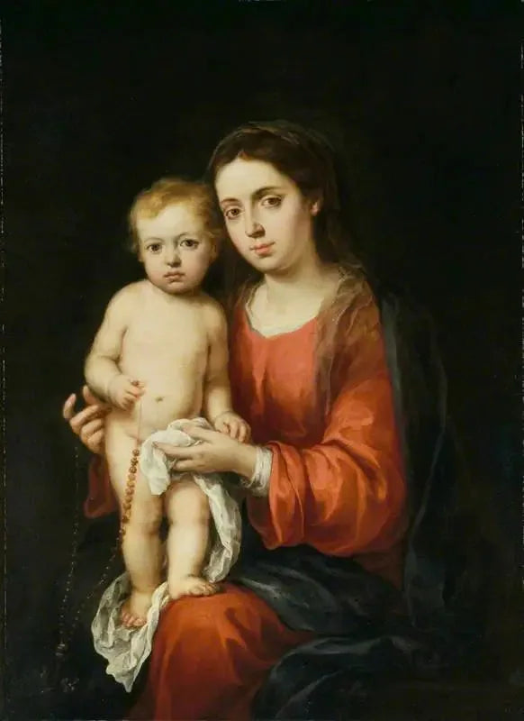 La Vierge à l'Enfant avec un chapelet - Bartolomé Esteban Murillo image 1 reproduction d’œuvre d’art à l’huile