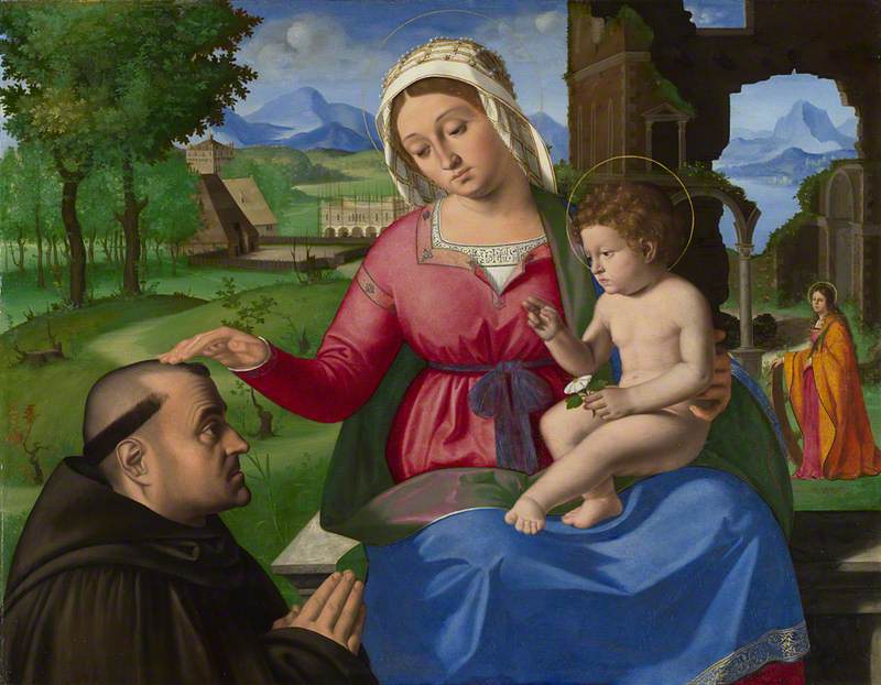 La Vierge à l'Enfant avec une suppliante - Andrea Previtali image 1 tableau peint à l’huile sur toile