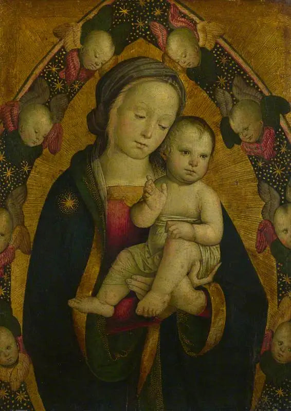 La Vierge à l'Enfant dans une mandorle avec des chérubins - Pietro Perugino image 1 copie de tableau peinte à la main