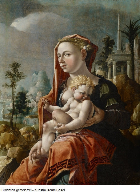 La Vierge à l'Enfant devant un paysage - Maarten van Heemskerck