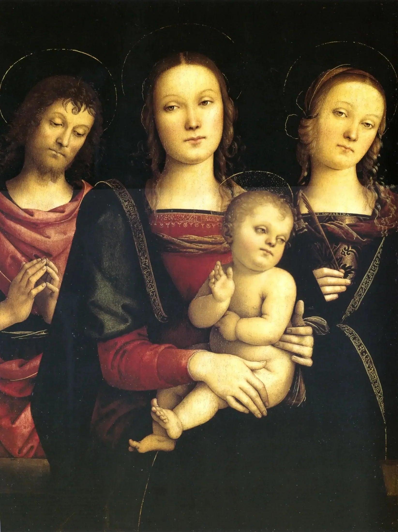 La Vierge à l'Enfant entre les saints Jean-Baptiste et Catherine d'Alexandrie - Pietro Perugino image 1 reproduction de peinture à l’huile