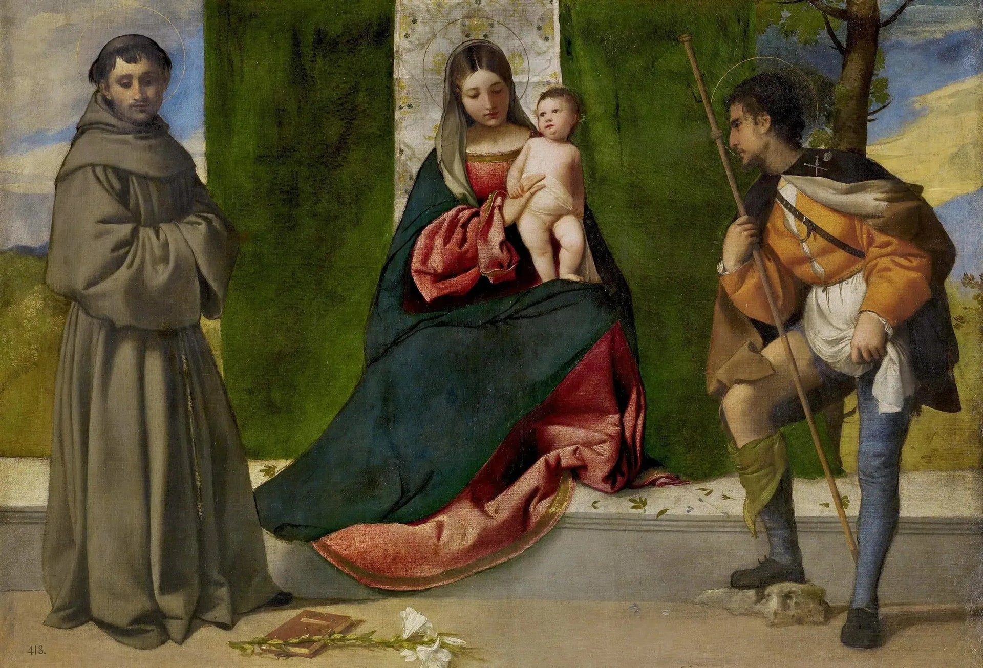 La Vierge à l'Enfant entre saint Antoine de Padoue et saint Roch - Titian image 1 reproduction réalisée par Alpha Reproduction