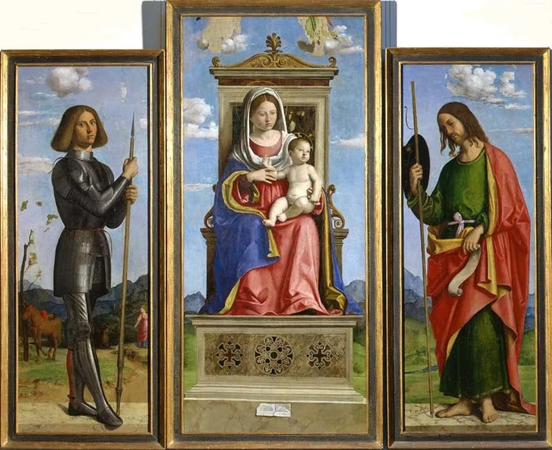 La Vierge à l'Enfant entre saint Georges et saint Jacques - Cima da Conegliano image 1 tableau peint à l’huile sur toile