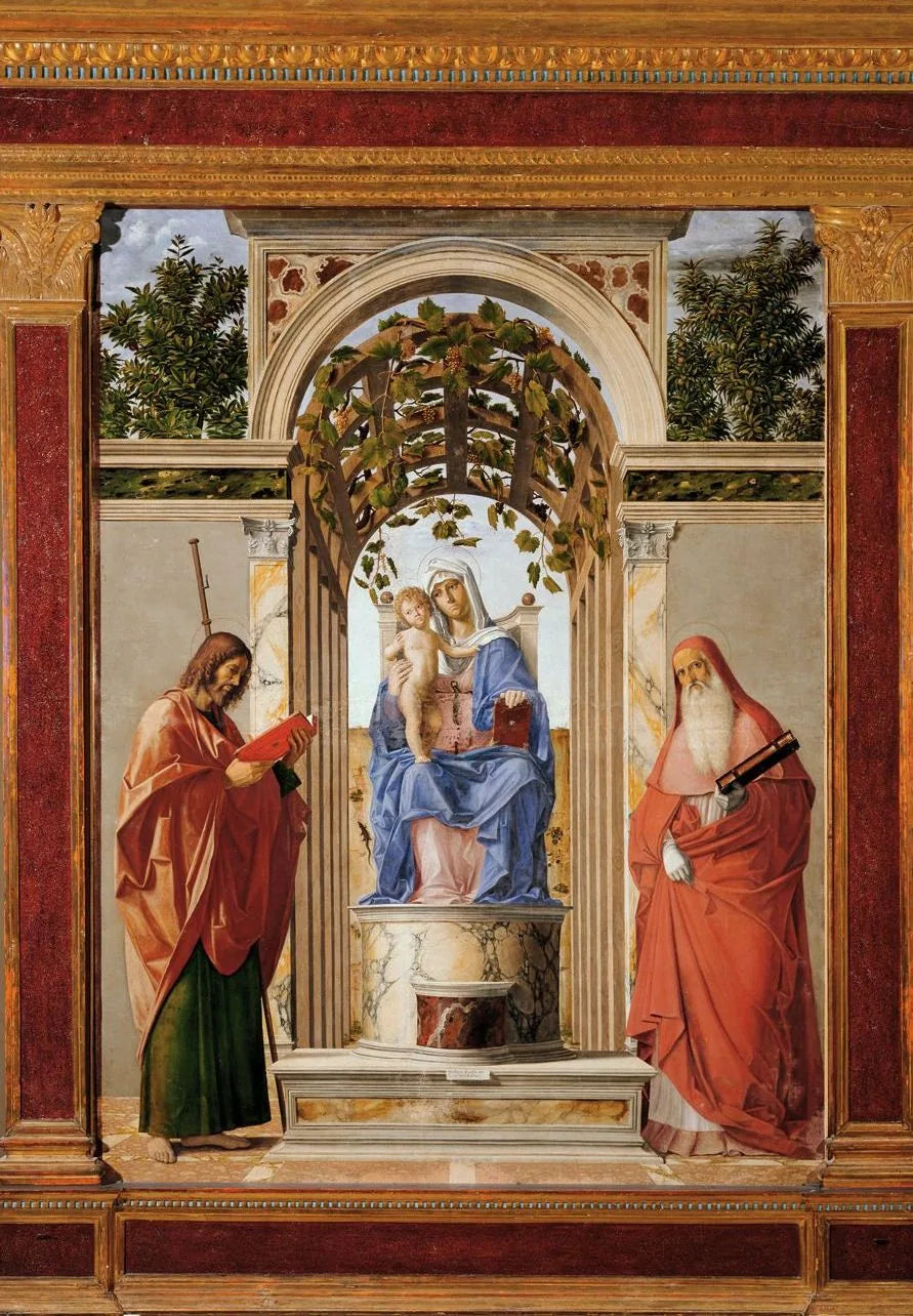 La Vierge à l'Enfant, entre saint Jérôme et saint Jacques l'apôtre. - Cima da Conegliano image 1 tableau peint à l’huile sur toile