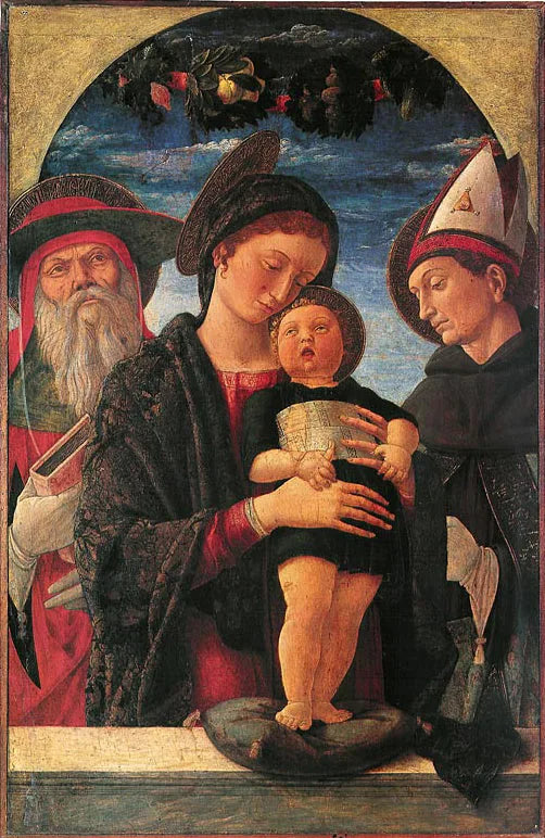 La Vierge à l'Enfant entre saint Jérôme et saint Louis de Toulouse - Andrea Mantegna image 1 reproduction de peinture à l’huile
