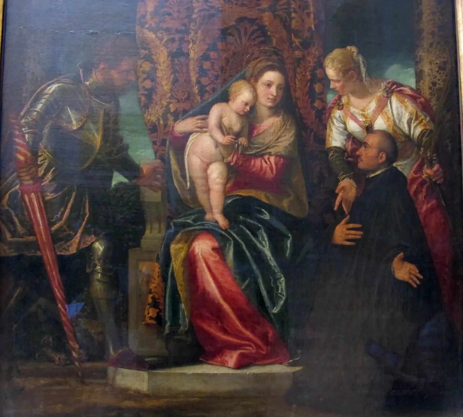 La Vierge à l'Enfant entre sainte Justine et saint Georges, avec un bénédictin agenouillé - Paul Véronèse image 1 reproduction réalisée par Alpha Reproduction