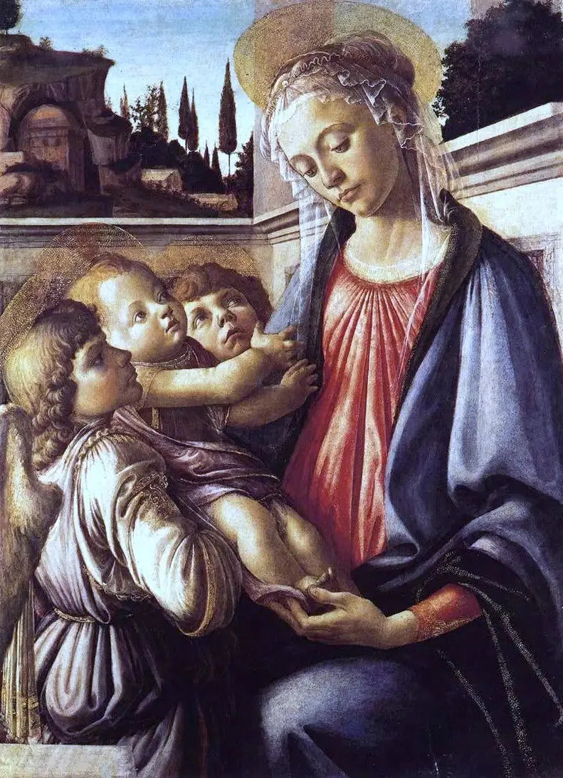 La Vierge à l'Enfant et Deux anges - Sandro Botticelli image 1 copie peinte à la main à l’huile