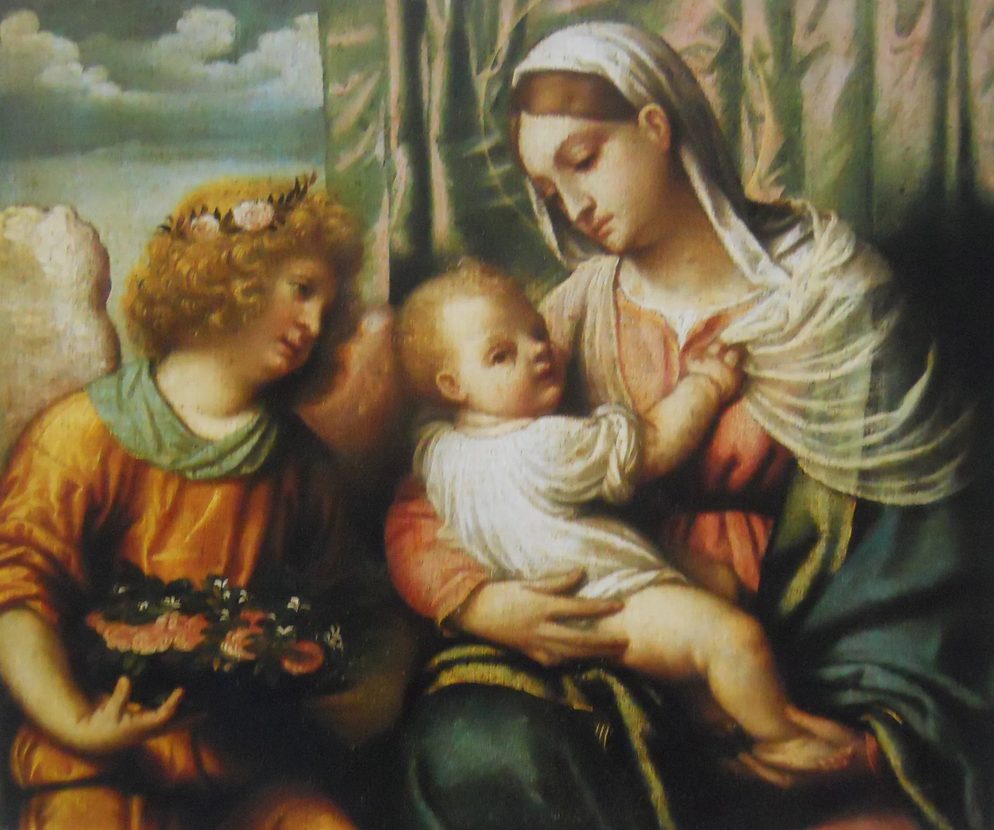 La Vierge à l'Enfant et un ange - Alessandro Bonvicino image 1 reproduction réalisée par Alpha Reproduction