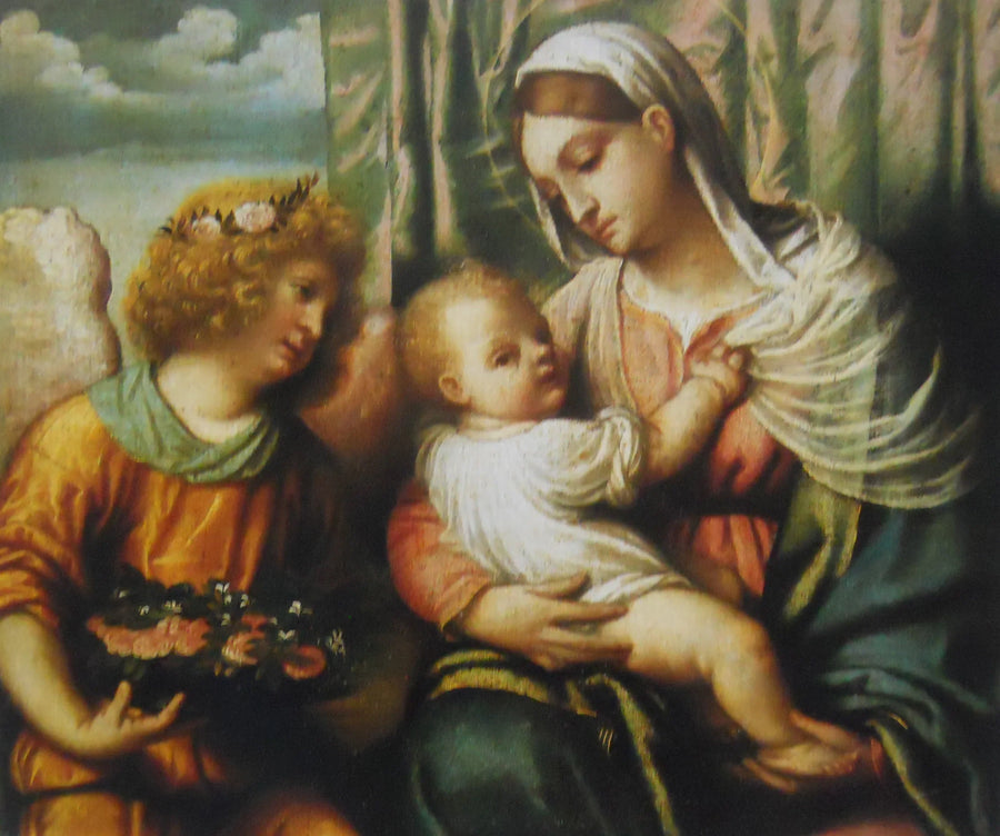 La Vierge à l'Enfant et un ange - Alessandro Bonvicino