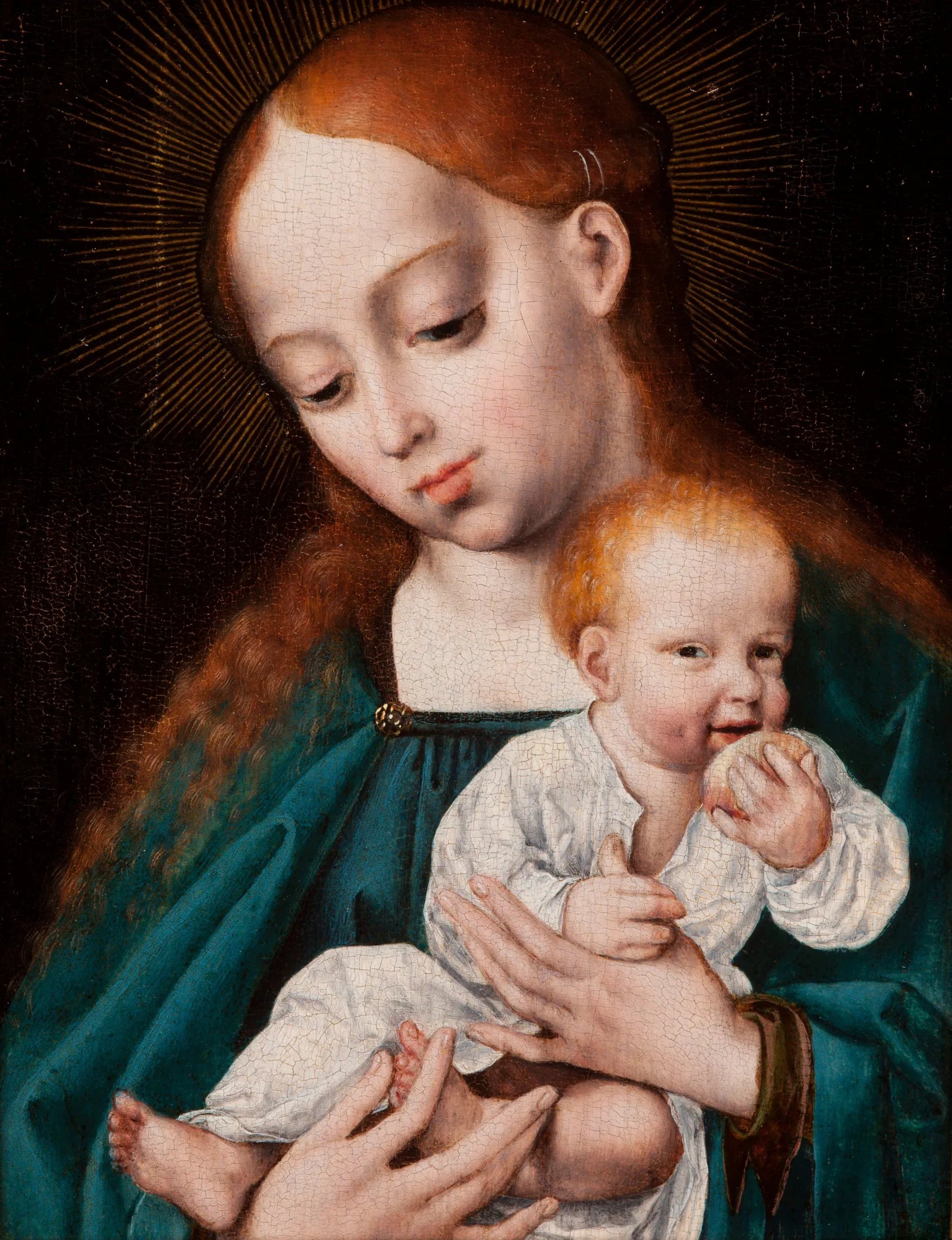 La Vierge à l'Enfant mangeant une pomme - Joos van Cleve image 1 reproduction artisanale de tableau